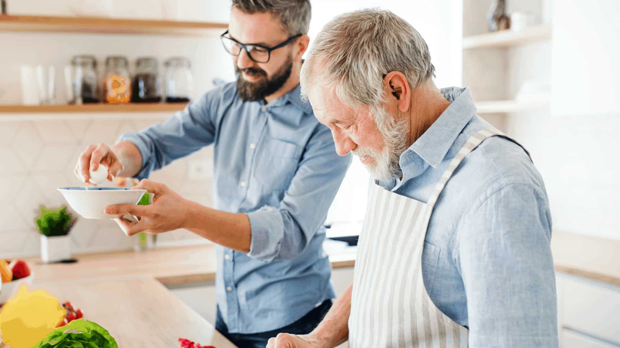 Two men cooking together