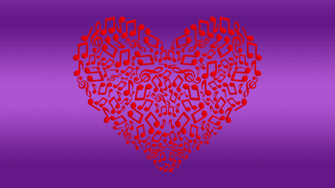 Heart shaped music notes