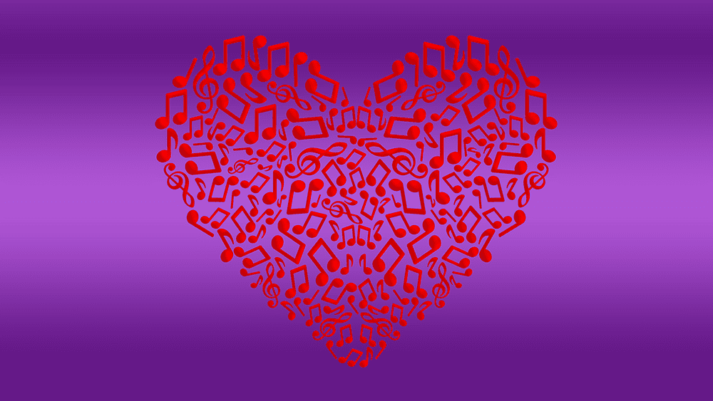 Heart shaped music notes